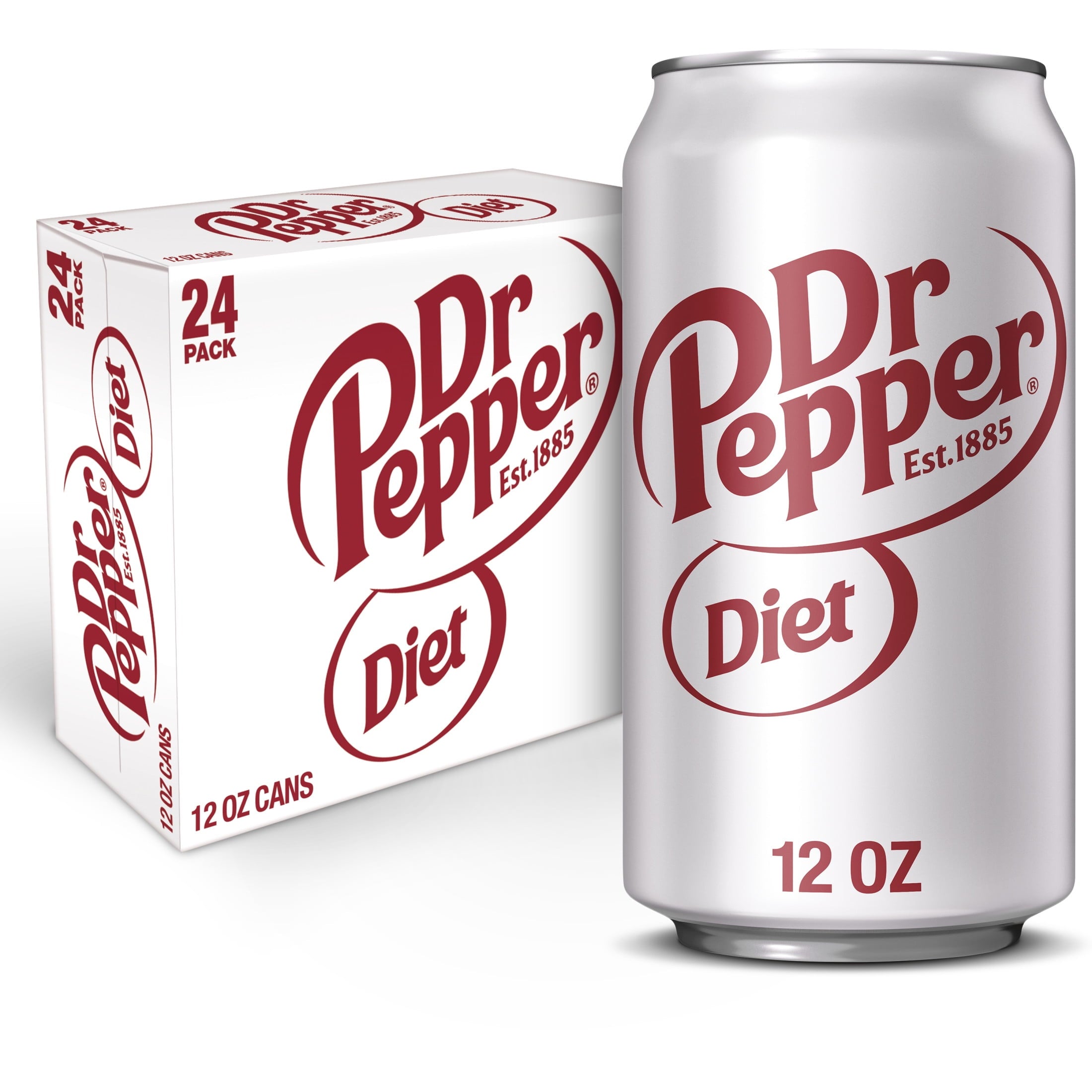 Diet Dr Pepper Soda, 12 fl oz Cans, 24-Pack
